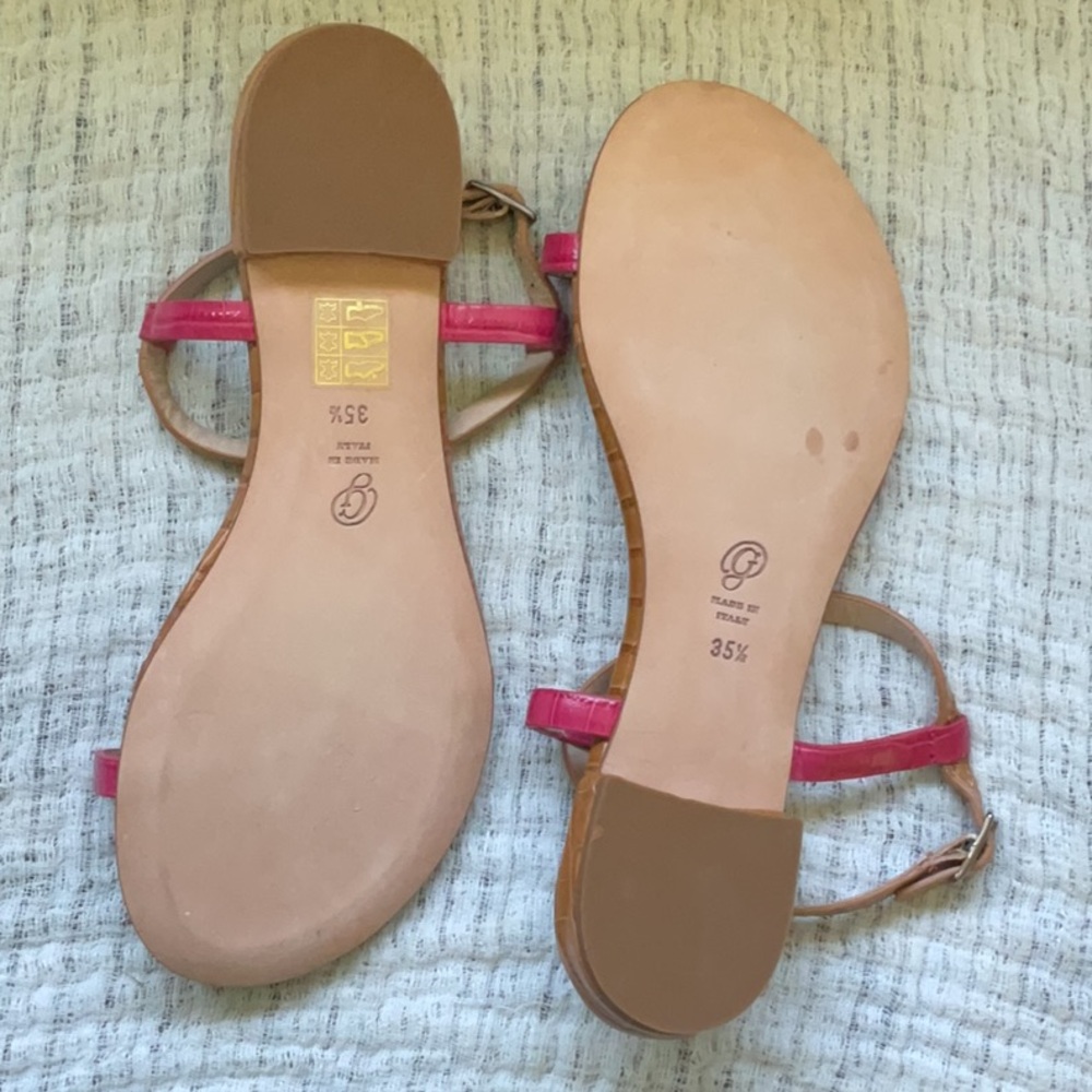 M. Gemi Tan and Pink T-Strap Sandals - Picture 3 of 3